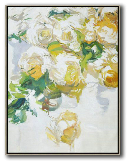 Hame Made Extra Large Vertical Abstract Flower Oil Painting #ABV0A10 - Order Photo Canvas Restroom Large
